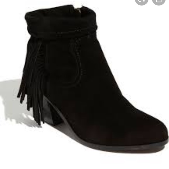 Sam Edelman Black Louie Suede Fringe Bootie - Picture 2 of 12